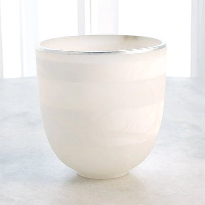 Striped Alabaster Bowl by Global Views in white and gold. Made from unique in a unique style.