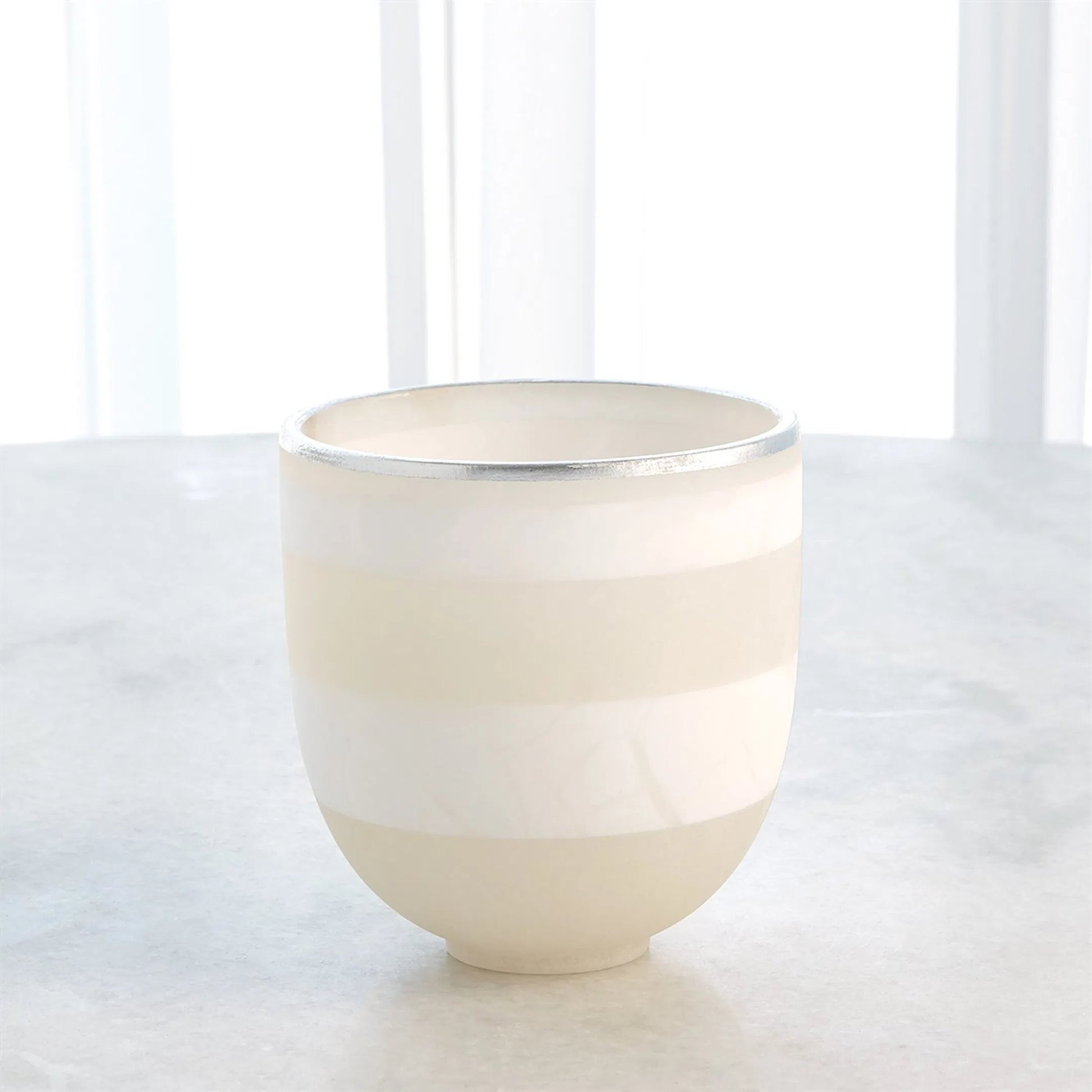 Striped Alabaster Bowl by Global Views in white and gold. Made from unique in a unique style.