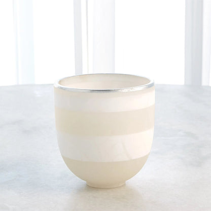 Striped Alabaster Bowl by Global Views in white and gold. Made from unique in a unique style.