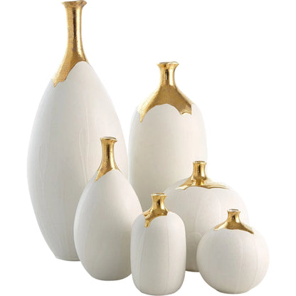 Dipped Golden Crackle/White Sphere Vase by Global Views in white and gold. Made from unique in a modern style.