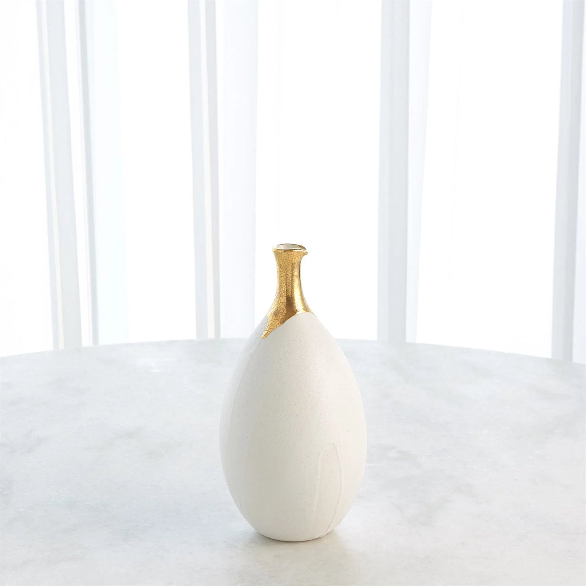 Dipped Golden Crackle/White Sphere Vase by Global Views in white and gold. Made from unique in a modern style.