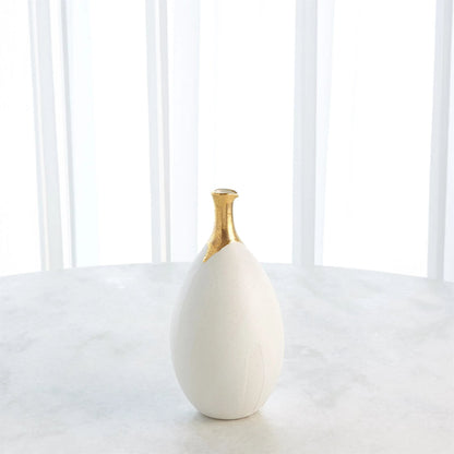 Dipped Golden Crackle/White Sphere Vase by Global Views in white and gold. Made from unique in a modern style.