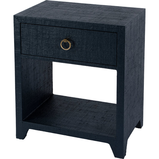 Bar Harbor Raffia 1 Drawer Nighstand by Butler Specialty Company. Made from gmelina solids, mdf, oak veneer, saguran and zinc handle in a transitional style.