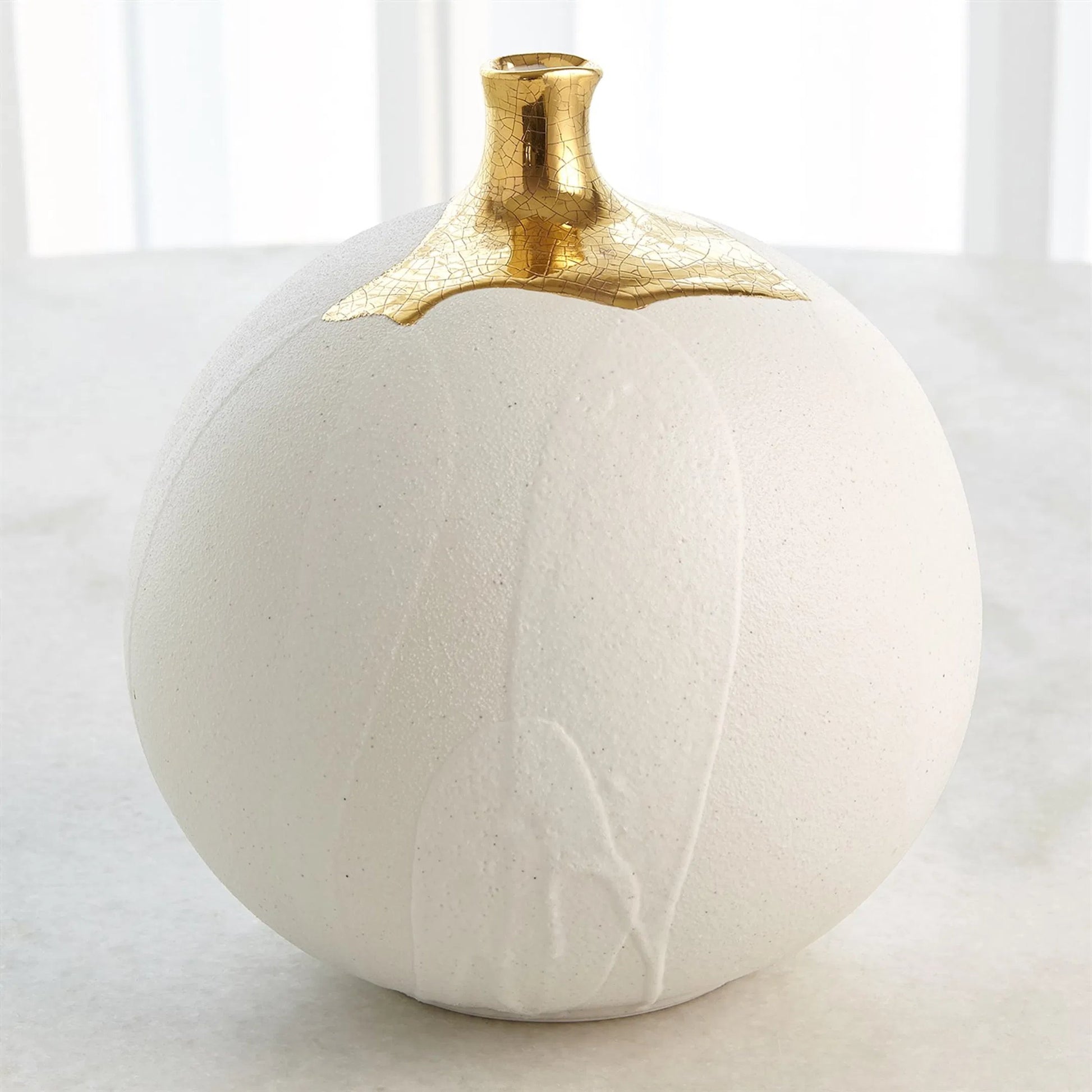 Dipped Golden Crackle/White Cylinder Vase by Global Views in white and gold. Made from unique in a modern style.