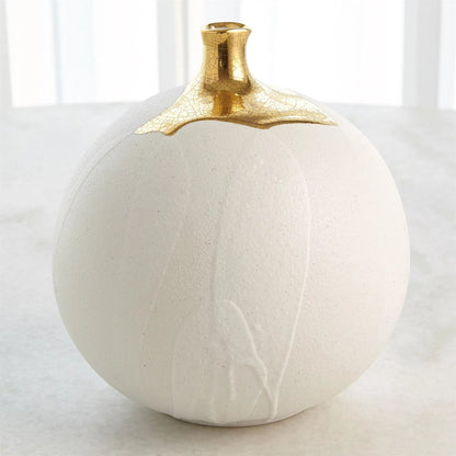 Dipped Golden Crackle/White Cylinder Vase by Global Views in white and gold. Made from unique in a modern style.
