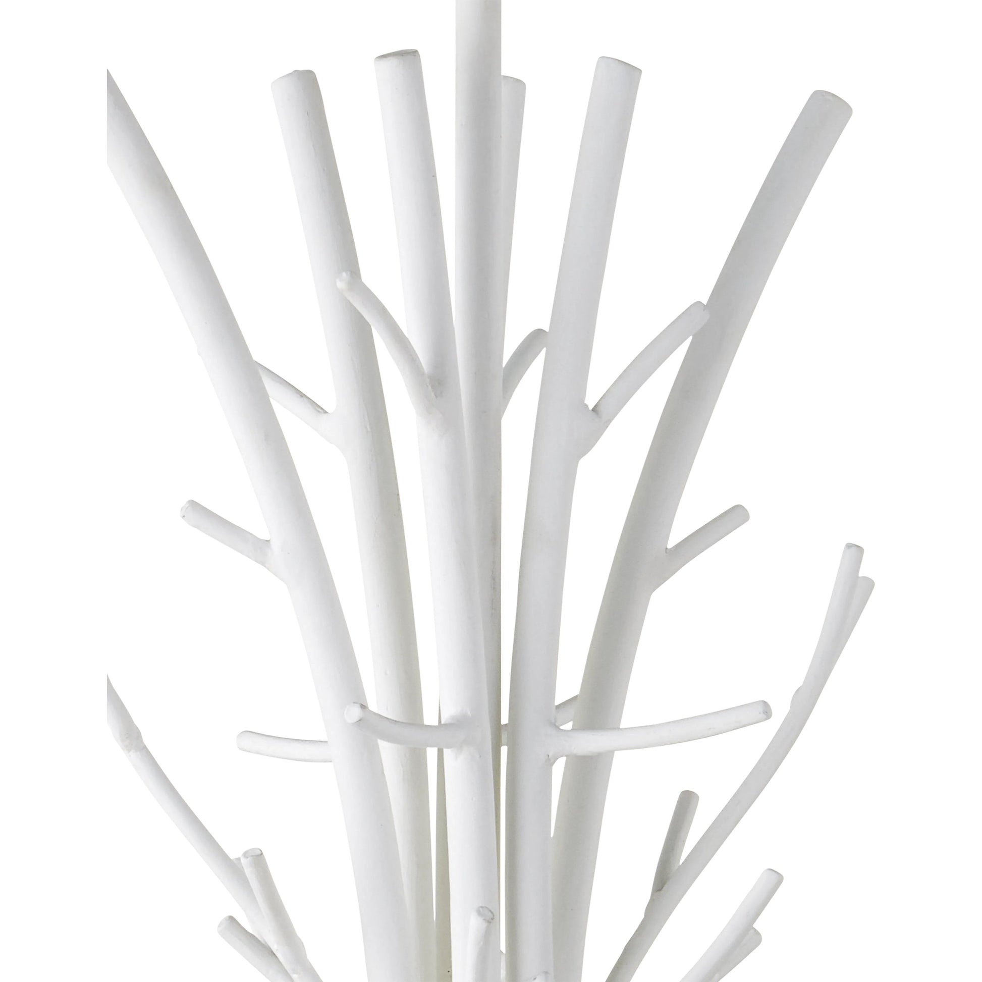 Twiggy Oval Chandelier by Currey and Company in gesso white. Made from wrought iron in a modern style.