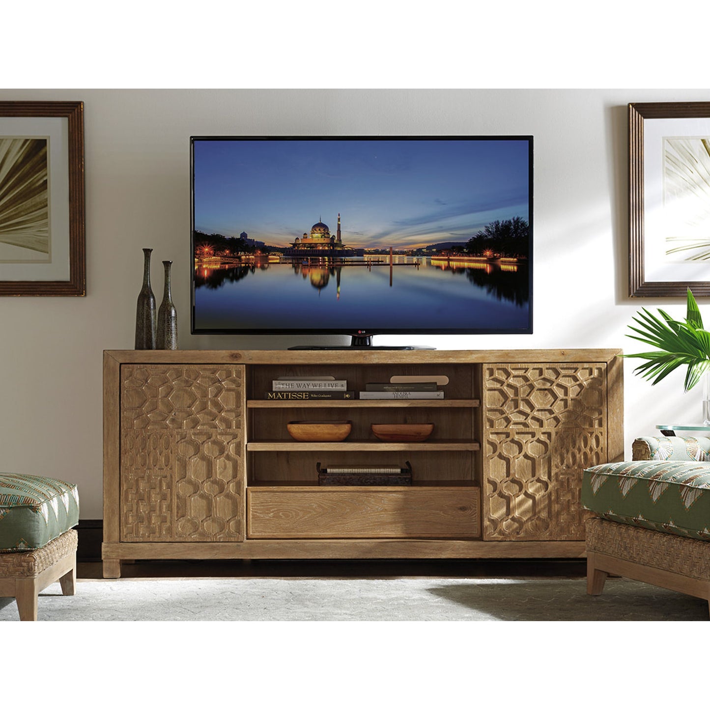001 SR-836282 | Lifestyle | Morocco Media Console by Tommy Bahama Home. Made from unique in a eclectic & global style.