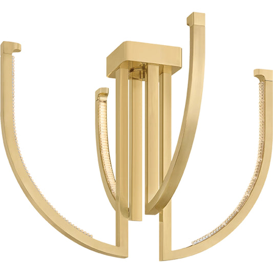 Frankfurt Chandelier by Corbett in vintage brass. Made from steel in a unique style.