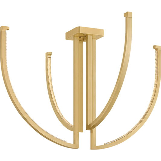 Frankfurt Chandelier by Corbett in vintage brass. Made from steel in a unique style.