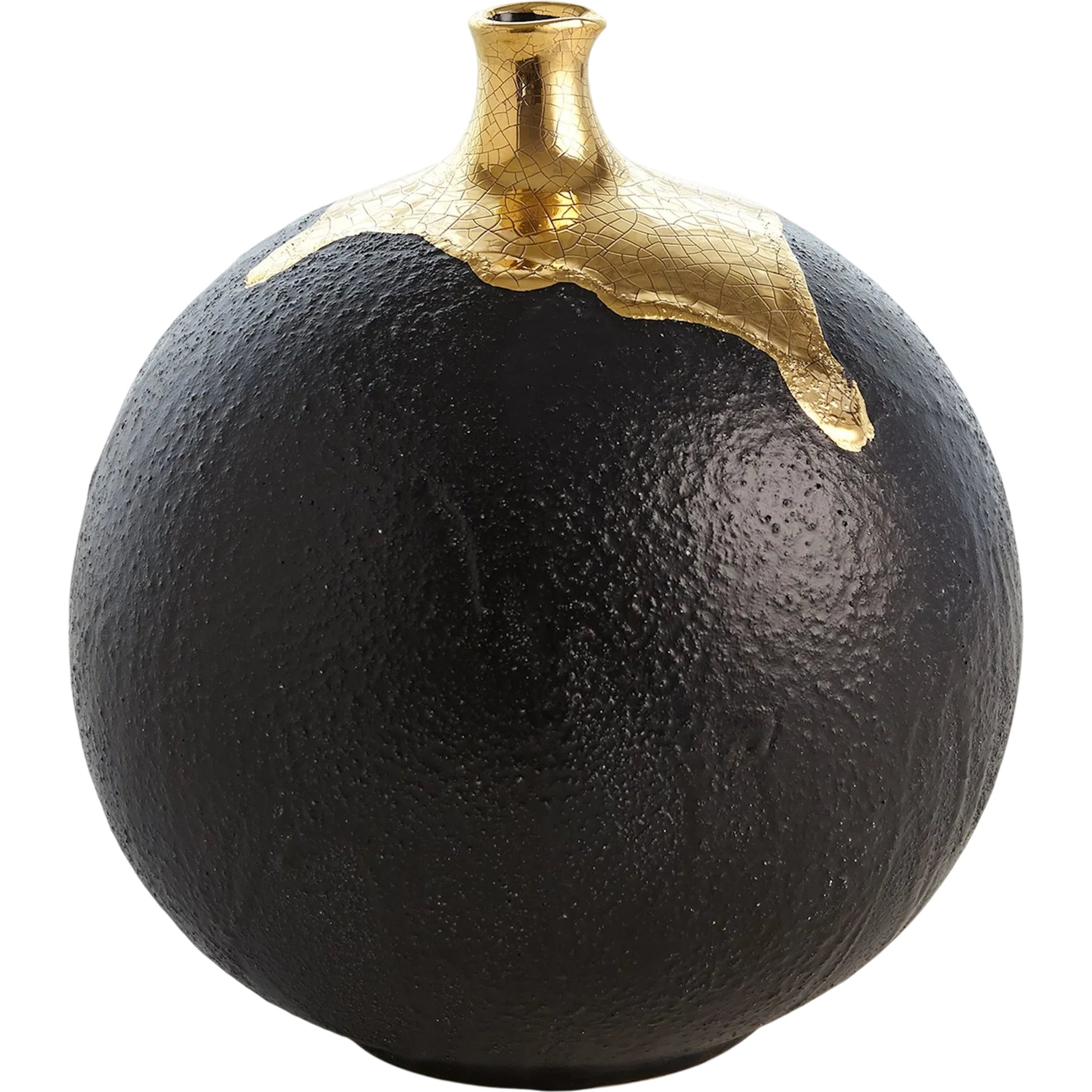Dipped Golden Crackle/Black Sphere Vase by Global Views in black and gold. Made from unique in a modern style.