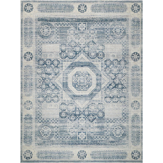 The Met X Exquisite Rugs Vintage Looms 5670 Rug by Exquisite Rugs in light blue, blue. Made from polyester in a unique style.