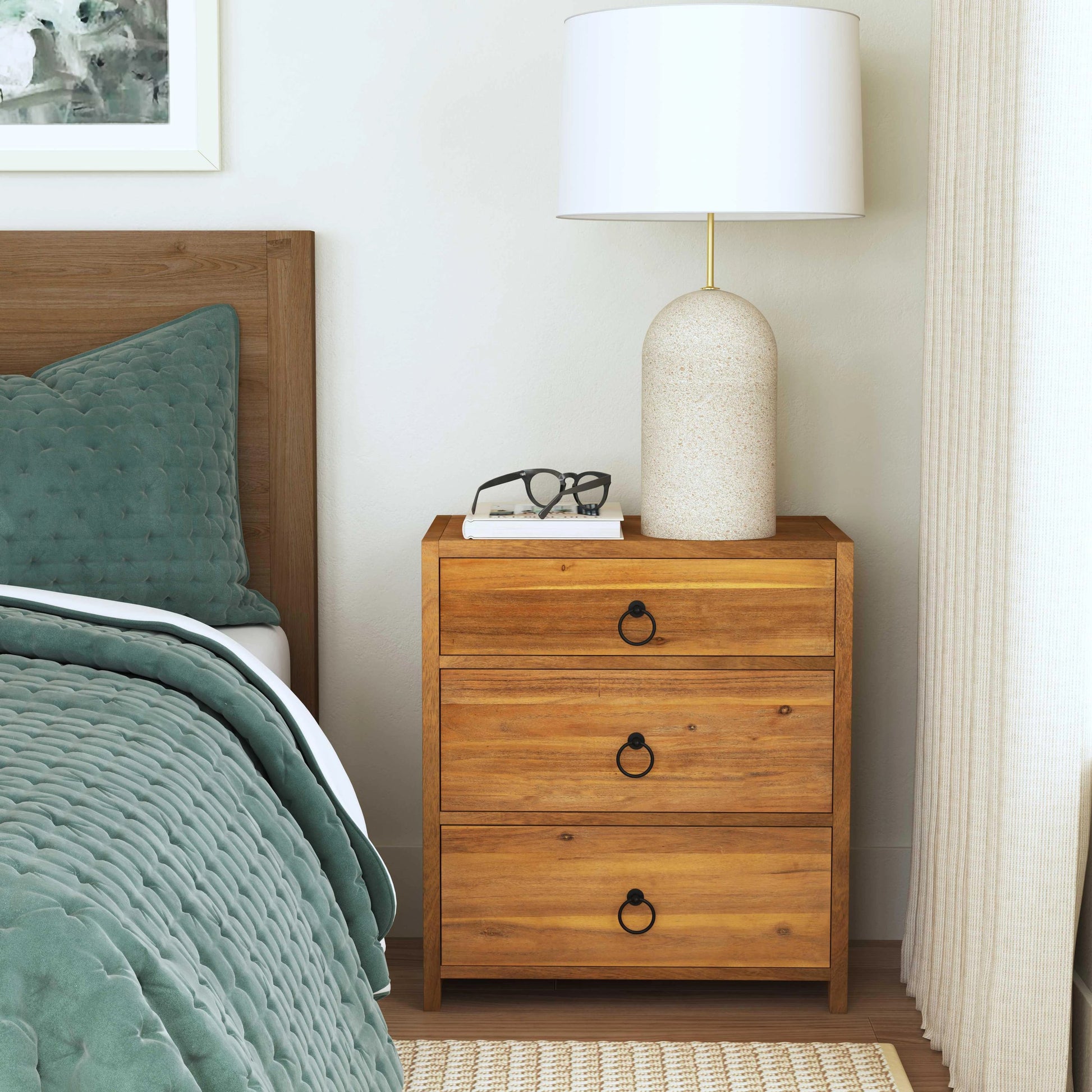 Lark 3 Drawer Nightstand by Butler Specialty Company. Made from acacia wood, mdf, acacia veneer in a modern style.