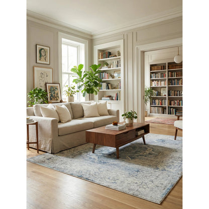 Vintage Looms Rug VIII by Exquisite Rugs in light blue, beige. Made from polyester in a unique style.