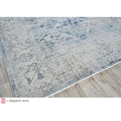 Vintage Looms Rug VIII by Exquisite Rugs in light blue, beige. Made from polyester in a unique style.