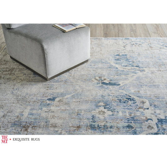 The Met X Exquisite Rugs Vintage Looms 5673 Rug by Exquisite Rugs in light blue, beige. Made from polyester in a unique style.