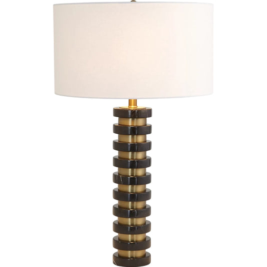 Marble Stack Lamp by Global Views in black. Made from black marble, steel in a unique style.