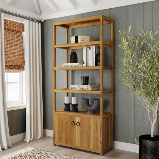 Lark Etagere Bookcase by Butler Specialty Company in natural. Made from pine solids, pine veneers, engineered wood in a unique style.