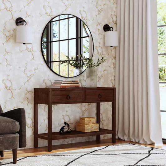 Lark Console Table by Butler Specialty Company in walnut. Made from mdf, acacia solids, acacia veneers in a unique style.