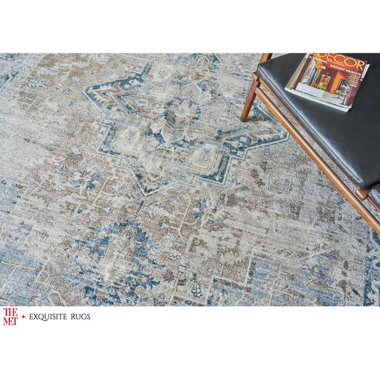 The Met X Exquisite Rugs Vintage Looms 5676 Rug by Exquisite Rugs in rust, navy. Made from polyester in a unique style.