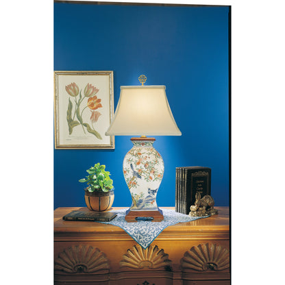 Pom 'n Bird Lamp by Wildwood in hand painted, mahogany. Made from ceramic, porcelain in a eclectic & global style.