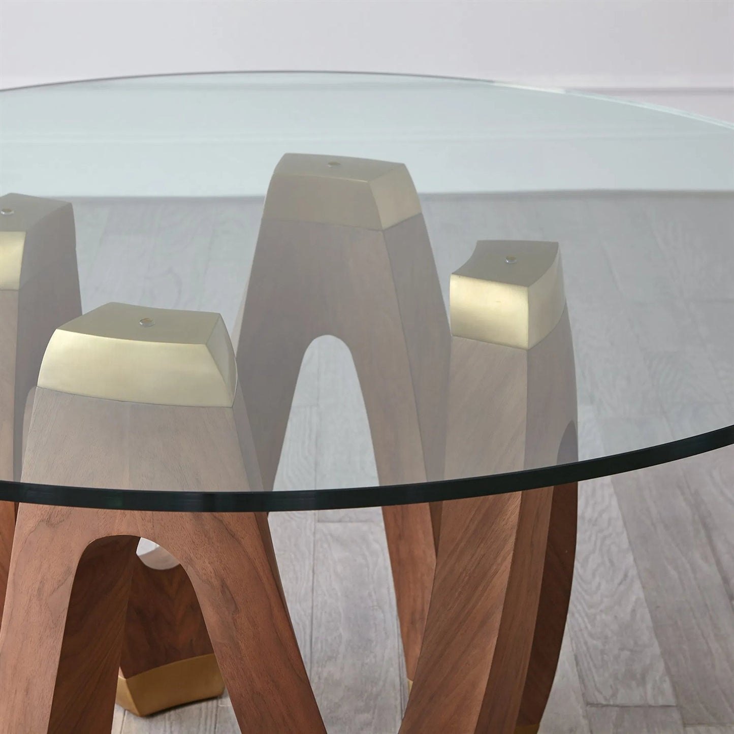 005 SI-2324678 | Closeup | Wave Dining Table by Global Views in natural, red and walnut. Made from unique in a modern style.