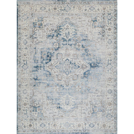 The Met X Exquisite Rugs Vintage Looms 5677 Rug by Exquisite Rugs in blue, beige. Made from polyester in a unique style.