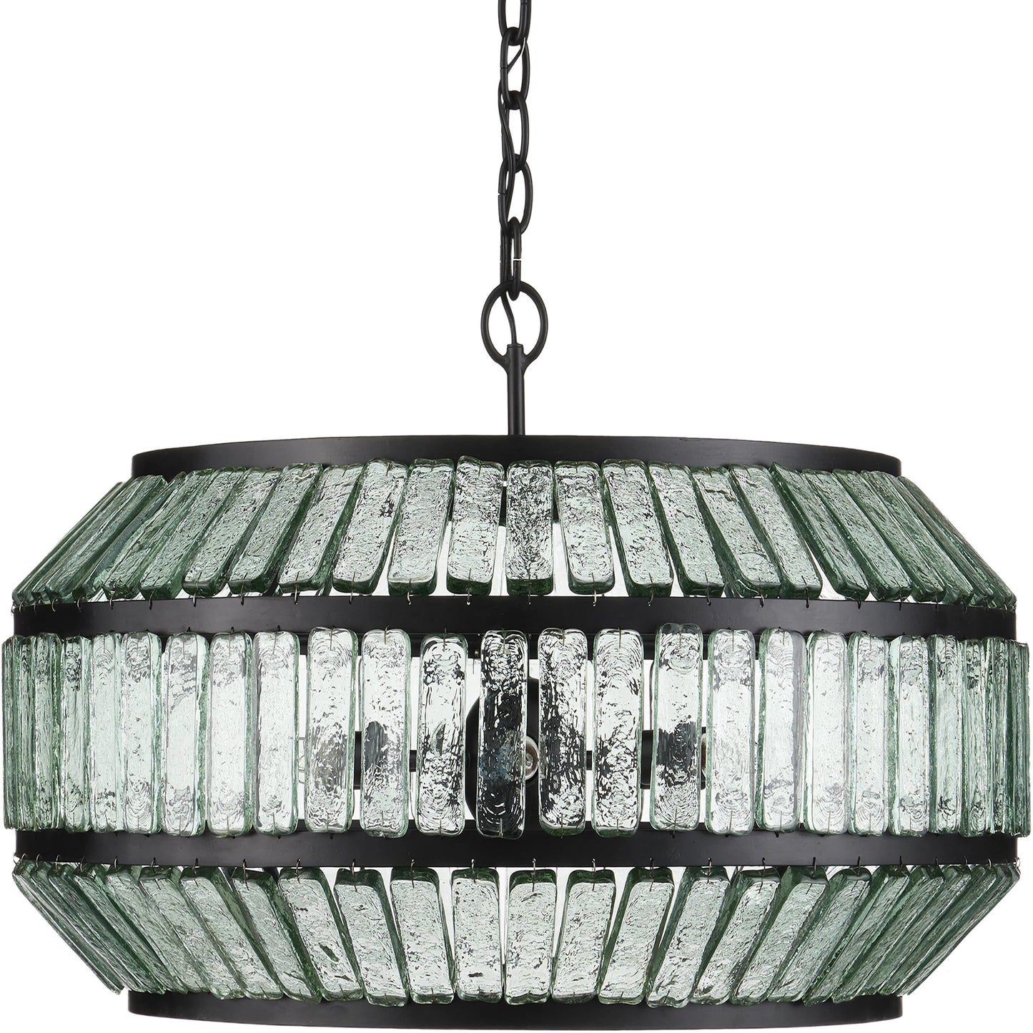 003 SI-2007698 | Additional Silo | Centurion Recycled Glass Chandelier by Currey and Company in clear, satin black. Made from recycled glass, wrought iron in a traditional style.