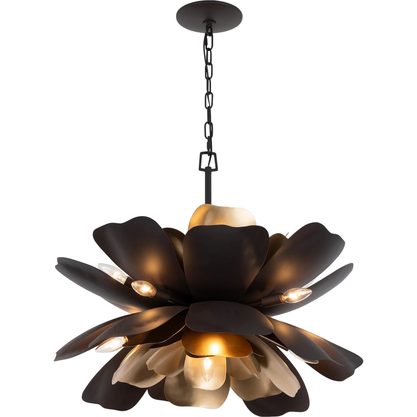 001 SI-2536915 | Primary Silo | Botanic Panic 13 Light Pendant by Varaluz in bronze, brown. Made from steel in a unique style.