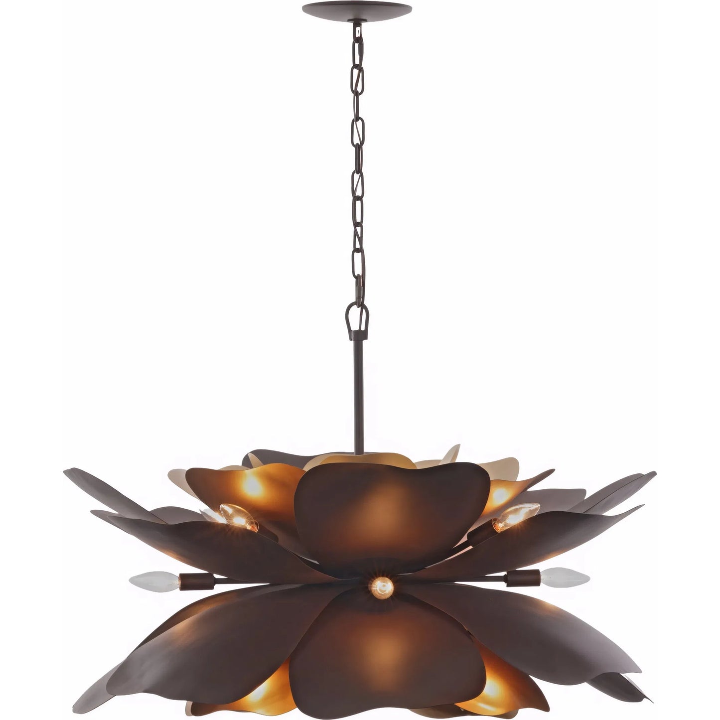 001 SI-2536914 | Primary Silo | Botanic Panic 13 Light Medium Pendant by Varaluz in bronze, brown. Made from steel in a unique style.