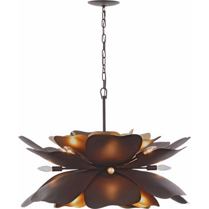 Botanic Panic 13 Light Medium Pendant by Varaluz in bronze, brown. Made from steel in a unique style.