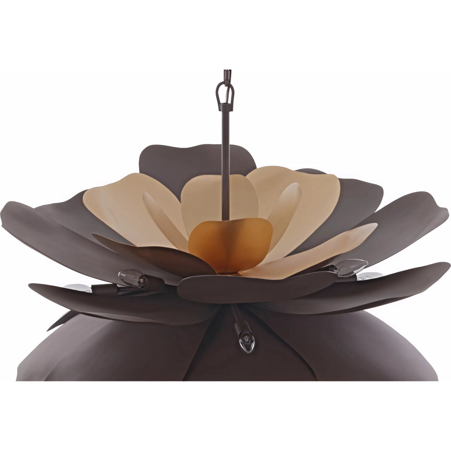 002 SI-2536914 | Closeup | Botanic Panic 13 Light Medium Pendant by Varaluz in bronze, brown. Made from steel in a unique style.