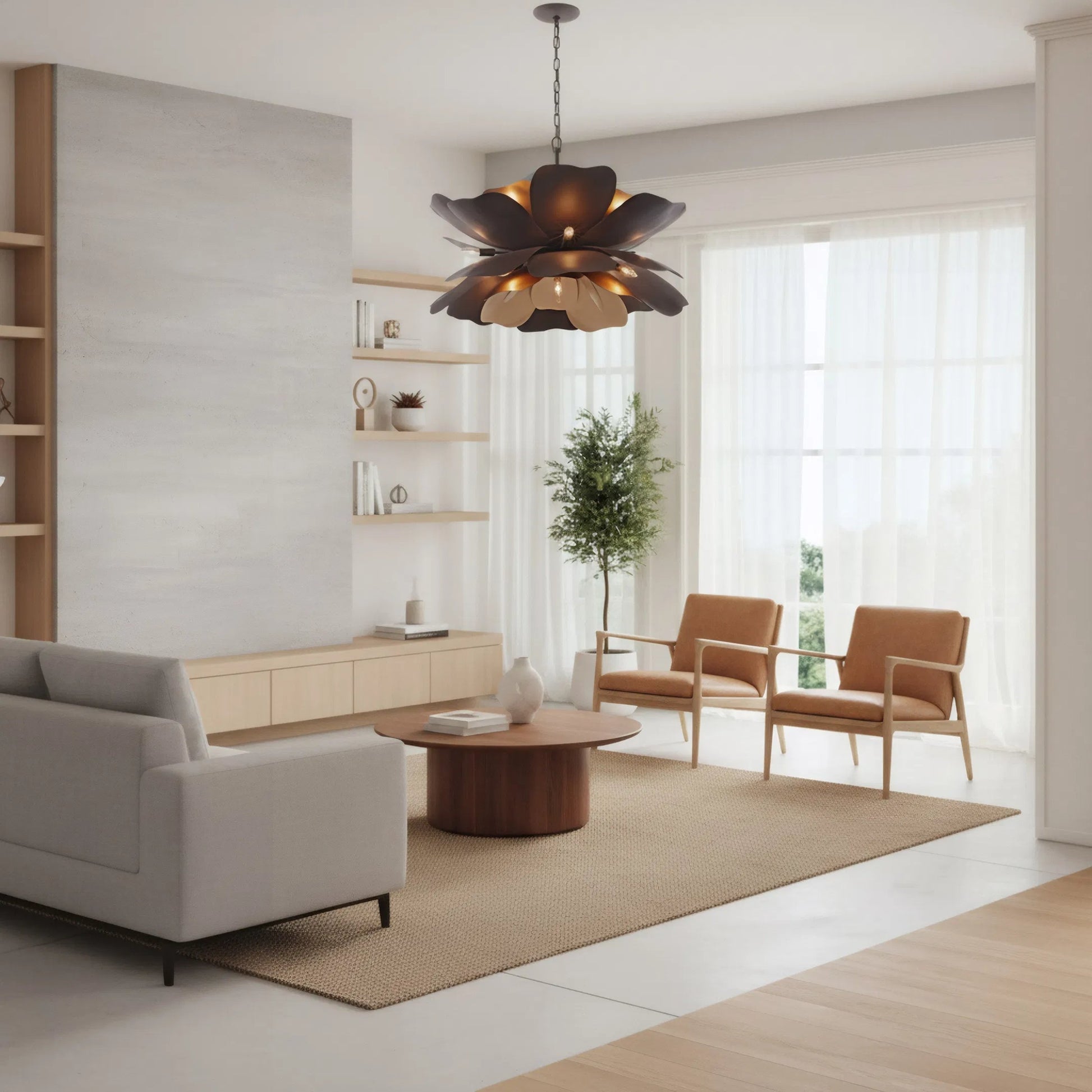Botanic Panic 13 Light Medium Pendant by Varaluz in bronze, brown. Made from steel in a unique style.