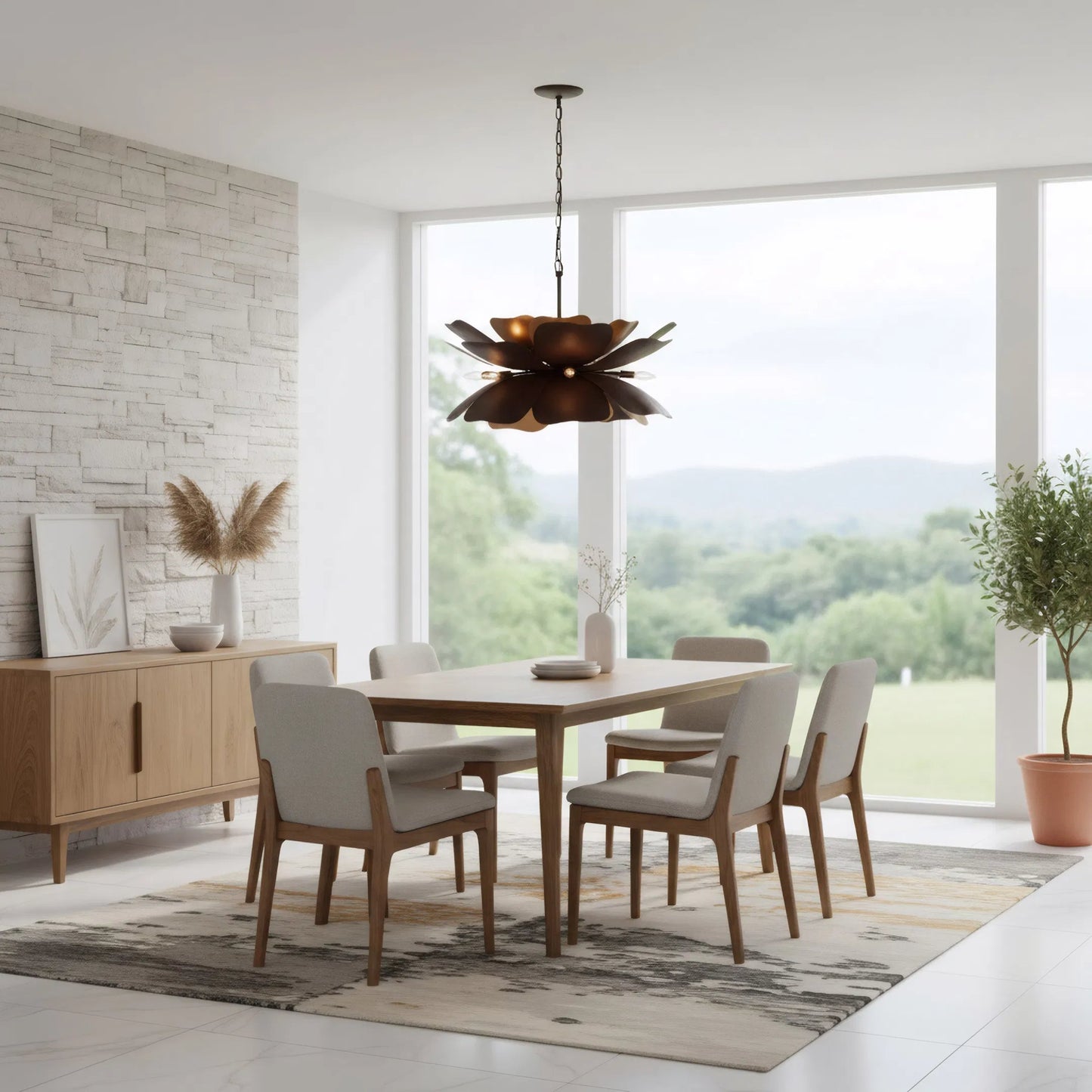 005 SI-2536914 | Lifestyle | Botanic Panic 13 Light Medium Pendant by Varaluz in bronze, brown. Made from steel in a unique style.