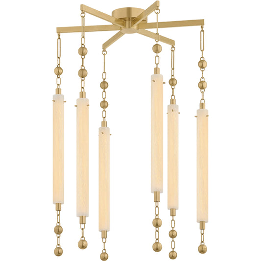 Parigi Chandelier by Corbett in vintage brass. Made from steel in a unique style.