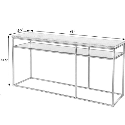 Sutton 63" Iron and Wood Console Table by Butler Specialty Company in light brown and natural mango. Made from iron: 80% wood: 20% in a modern style.