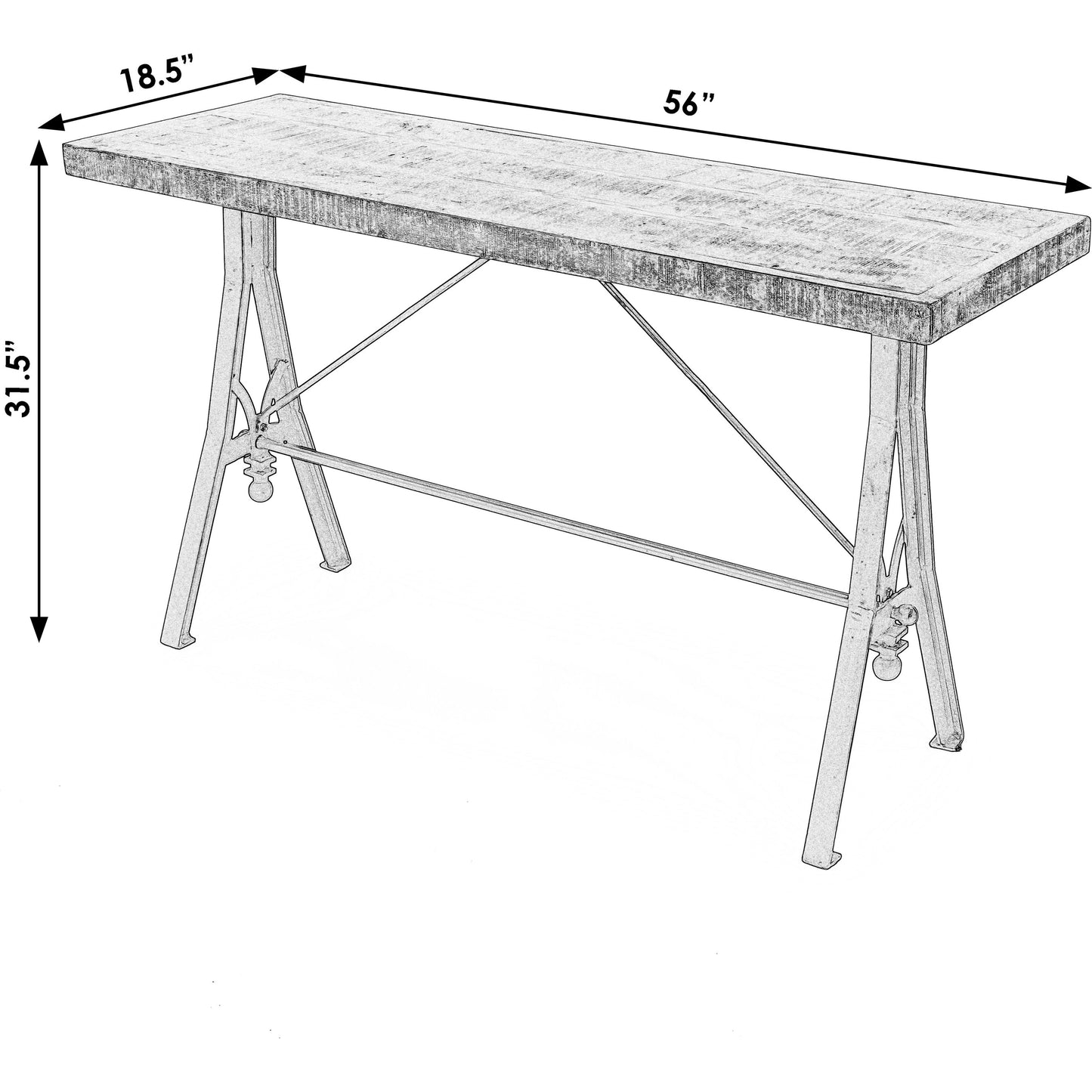 002 SI-2077768 | Additional Silo | Croyden Console Table by Butler Specialty Company in medium brown and industrial chic. Made from iron, mango wood in a modern style.