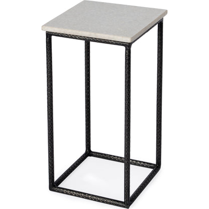 Mabel Marble and Hammered Iron Side Table by Butler Specialty Company in white and black and marble & metal. Made from iron, marble in a modern style.