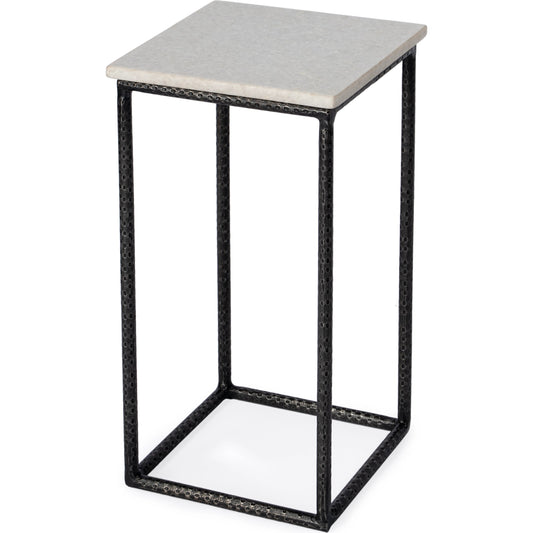 Mabel Marble and Hammered Iron Side Table by Butler Specialty Company in white and black and marble & metal. Made from iron, marble in a modern style.