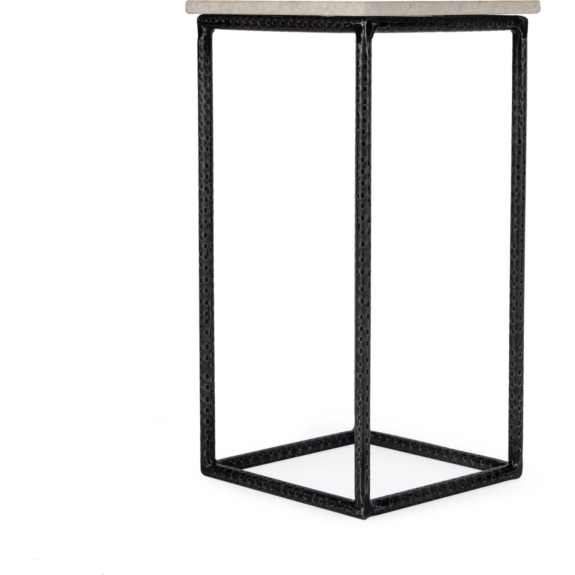 Mabel Marble and Hammered Iron Side Table by Butler Specialty Company in white and black and marble & metal. Made from iron, marble in a modern style.