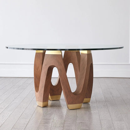 Wave Dining Table by Global Views in natural, red and walnut. Made from unique in a modern style.