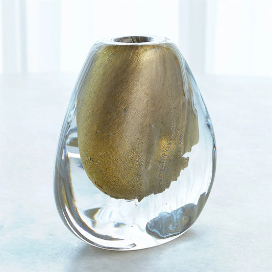 Conical Vase by Global Views in gold. Made from unique in a eclectic & global style.