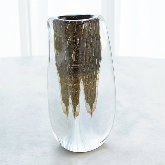 Triangular Bubbled Vase by Global Views in clear. Made from unique in a unique style.