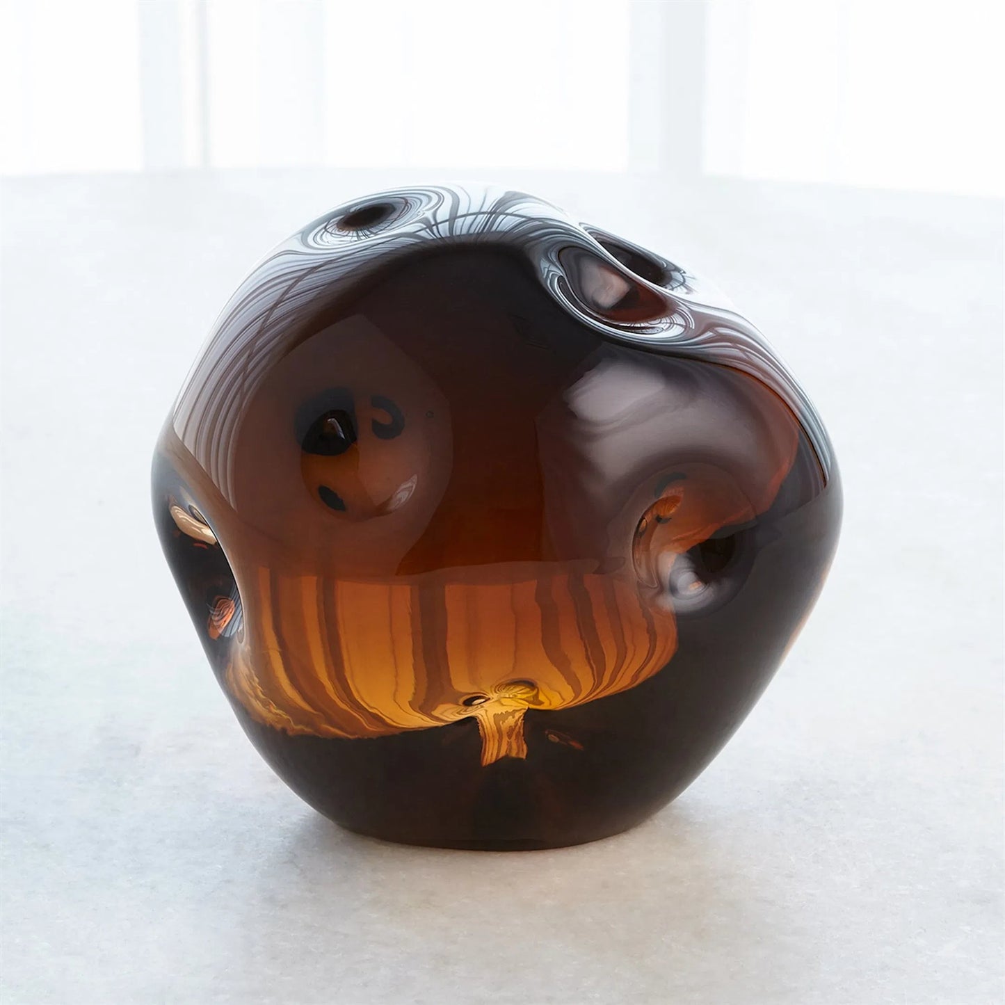 003 SI-2323442 | Lifestyle | Dimpled Sphere by Global Views. Made from art glass in a eclectic & global style.