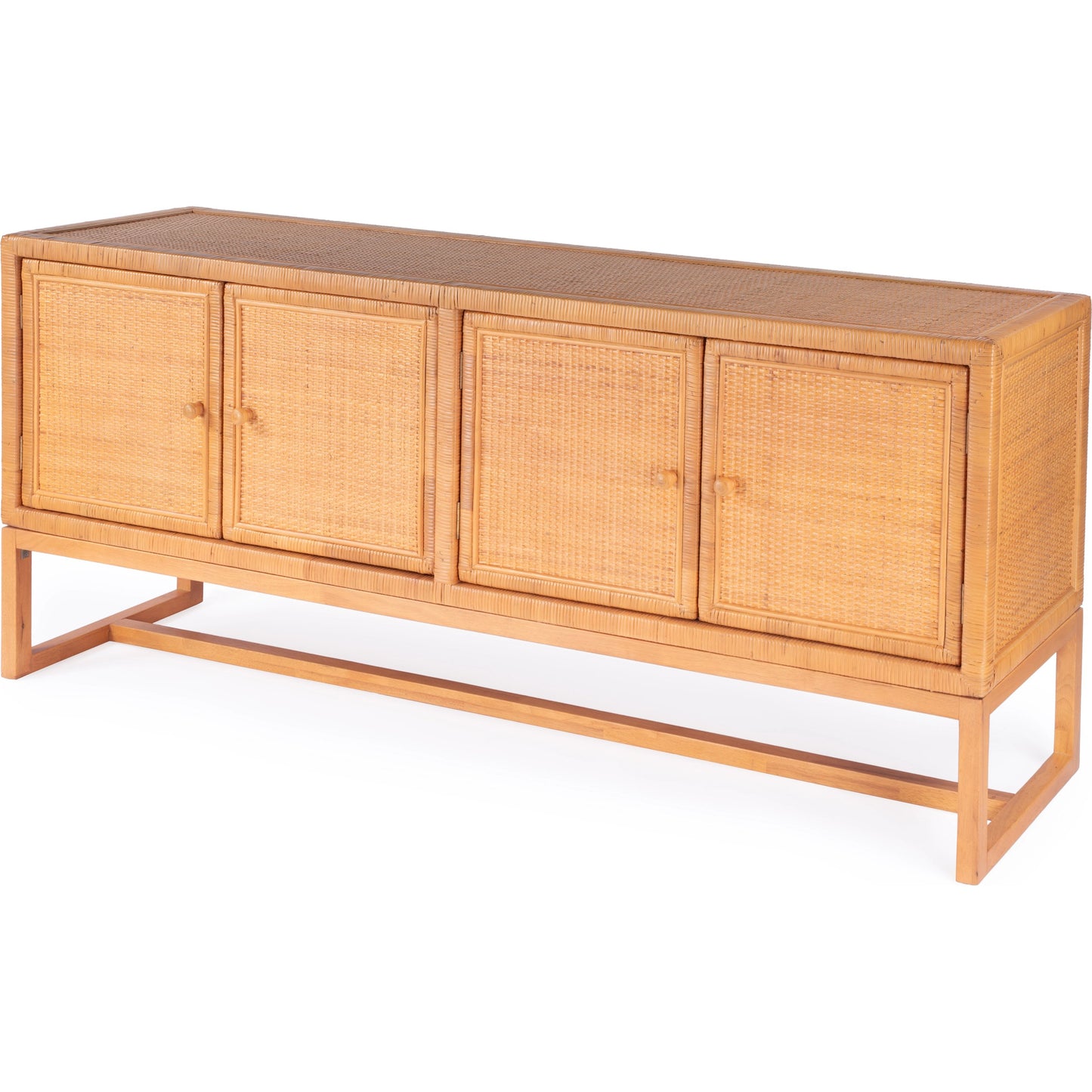 001 SI-2077778 | Primary Silo | Captiva Rattan 4 Door Sideboard by Butler Specialty Company in natural and natural rattan. Made from rubber wood, rattan, plywood in a cottage & farmhouse style.