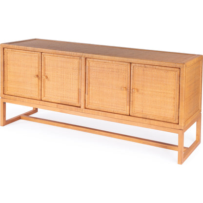 Captiva Rattan 4 Door Sideboard by Butler Specialty Company in natural and natural rattan. Made from rubber wood, rattan, plywood in a cottage & farmhouse style.