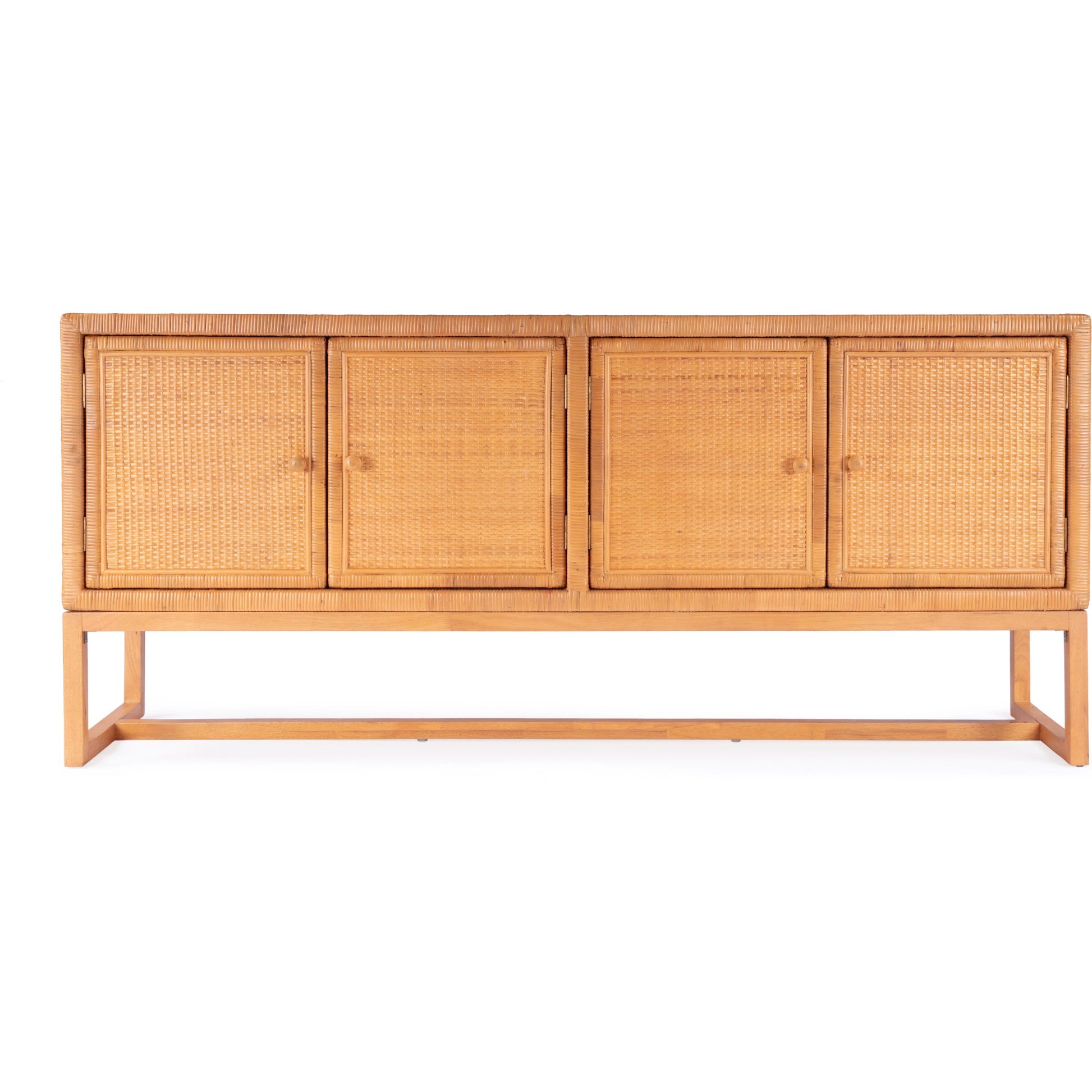 Captiva Rattan 4 Door Sideboard by Butler Specialty Company in natural and natural rattan. Made from rubber wood, rattan, plywood in a cottage & farmhouse style.