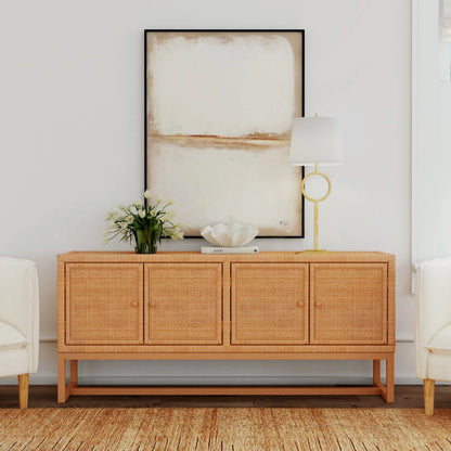 Captiva Rattan 4 Door Sideboard by Butler Specialty Company in natural and natural rattan. Made from rubber wood, rattan, plywood in a cottage & farmhouse style.