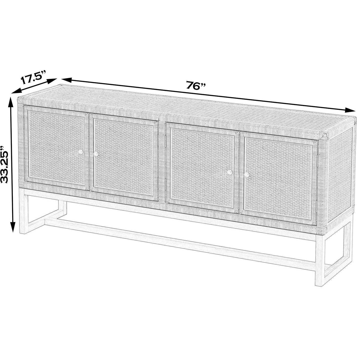 002 SI-2077778 | Additional Silo | Captiva Rattan 4 Door Sideboard by Butler Specialty Company in natural and natural rattan. Made from rubber wood, rattan, plywood in a cottage & farmhouse style.