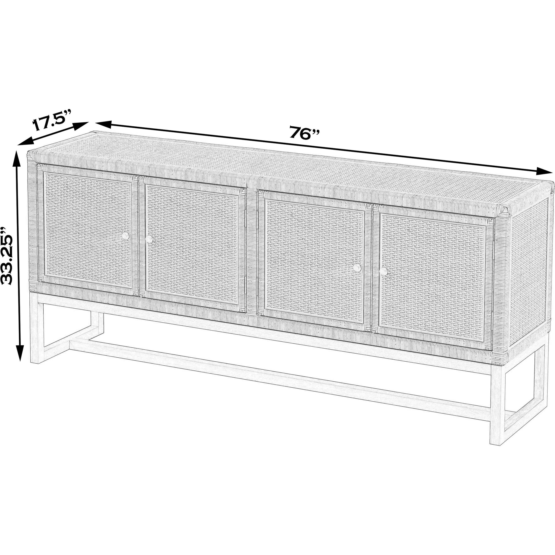Captiva Rattan 4 Door Sideboard by Butler Specialty Company in natural and natural rattan. Made from rubber wood, rattan, plywood in a cottage & farmhouse style.