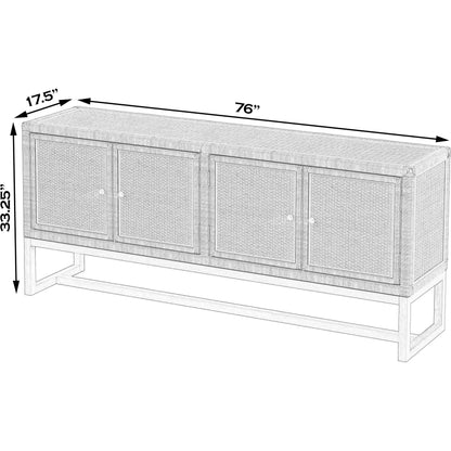 Captiva Rattan 4 Door Sideboard by Butler Specialty Company in natural and natural rattan. Made from rubber wood, rattan, plywood in a cottage & farmhouse style.